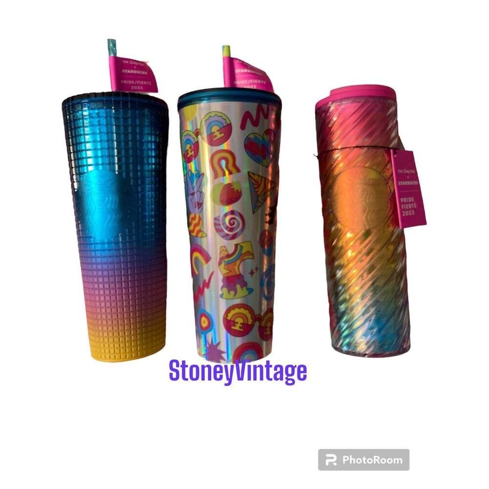 STARBUCKS Tim Singleton Starbucks Pride Cold Cup tumbler Collection lot of 3